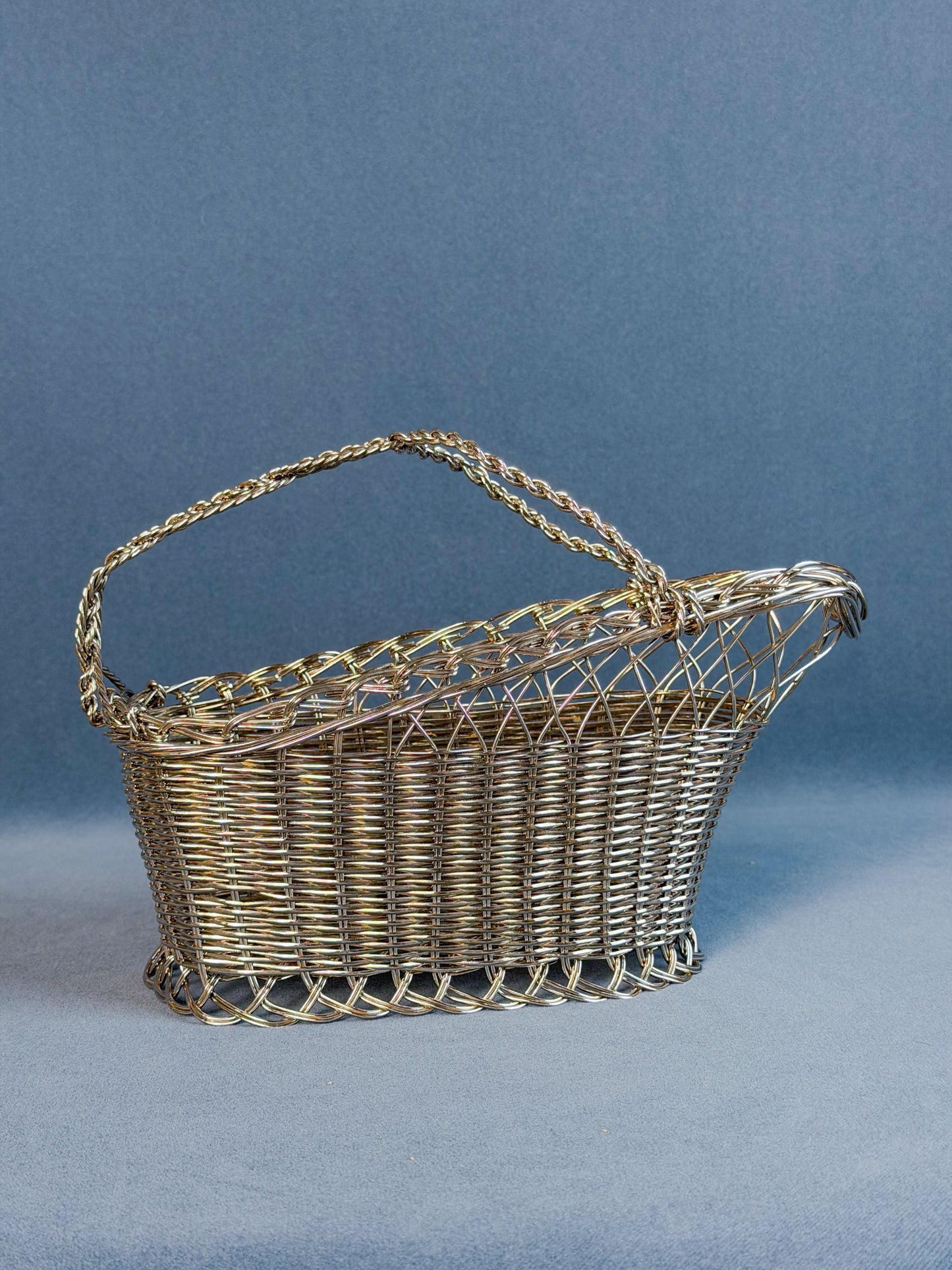 Vintage French Silverplate Wine Basket