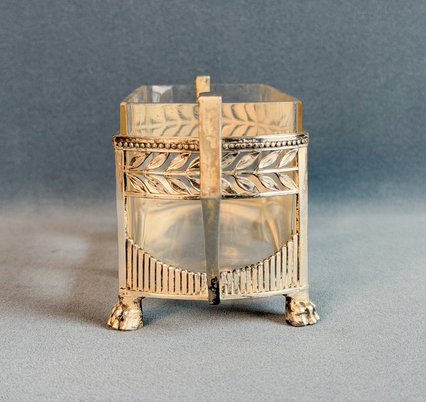 Art Deco French Silverplate & Glass Jardinière