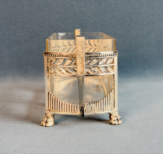 Art Deco French Silverplate & Glass Jardinière