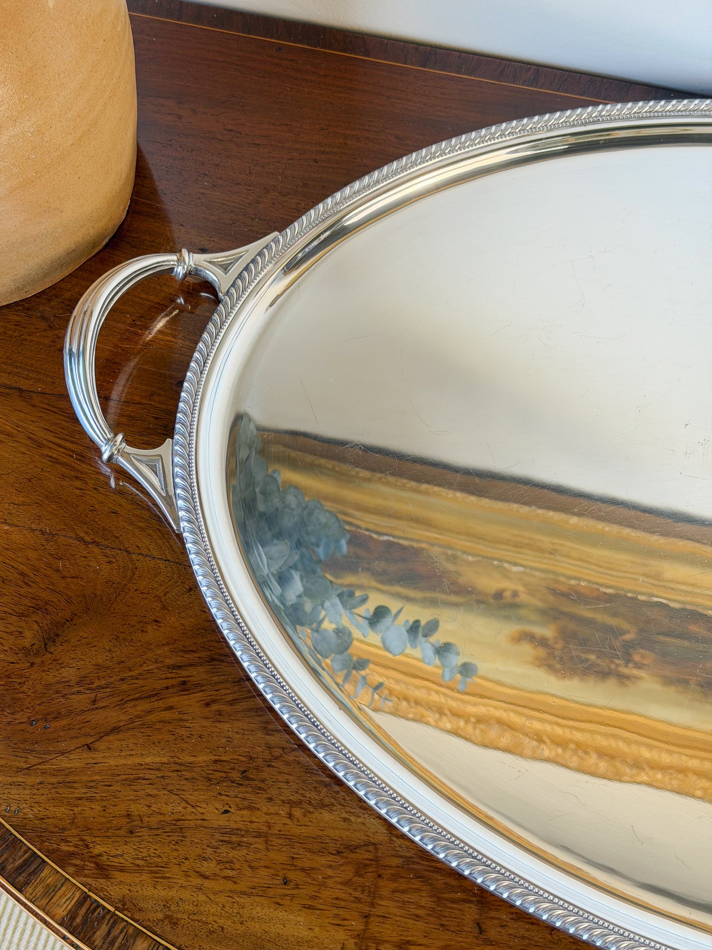 English Silverplate Oval Serving Tray