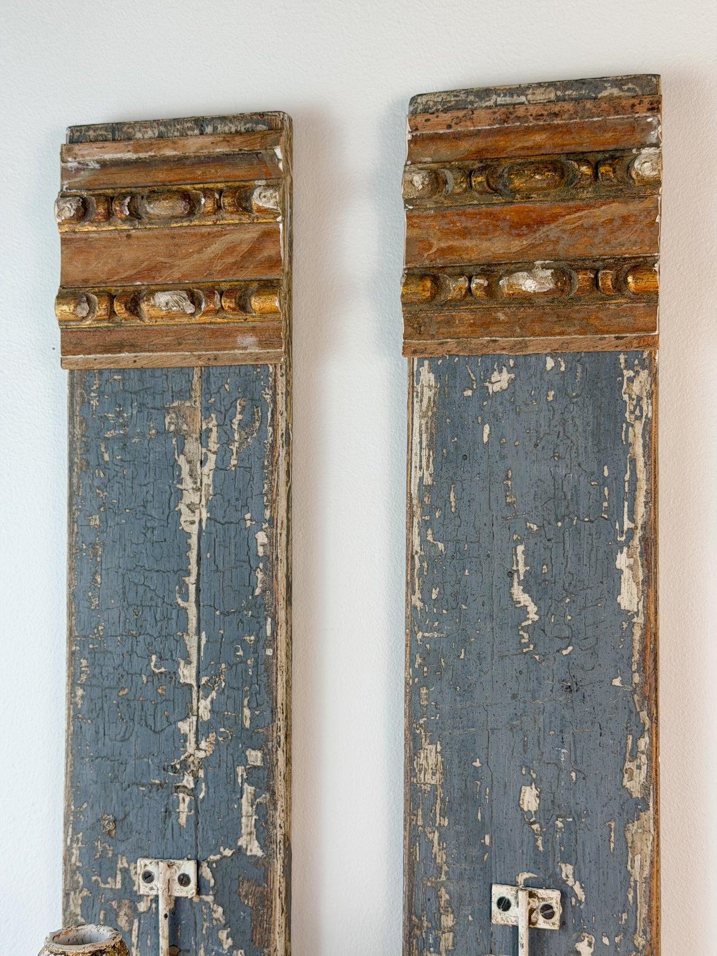 Architectural Salvage Candle Sconce Pair (Slate)