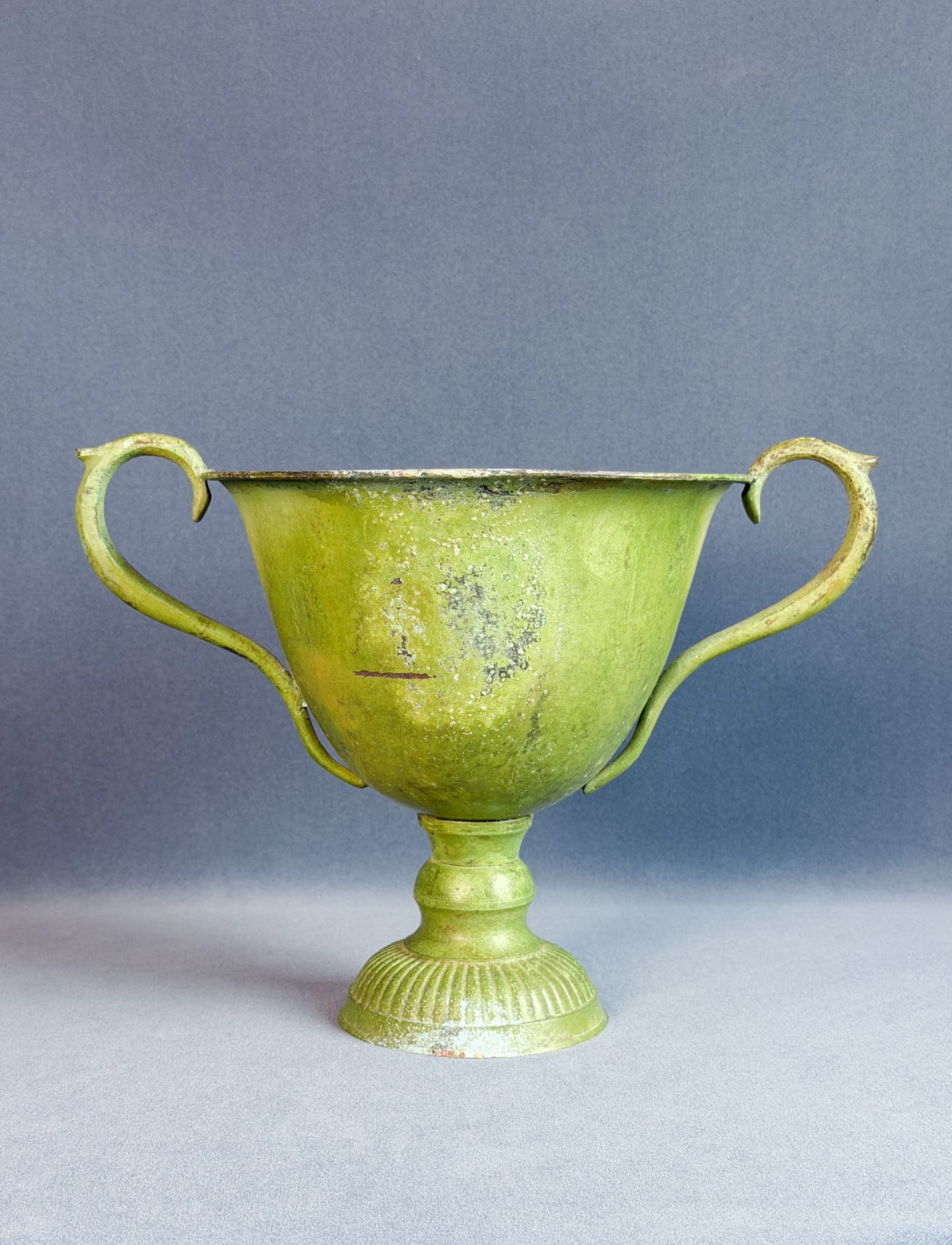Painted Green Pedestal Urn
