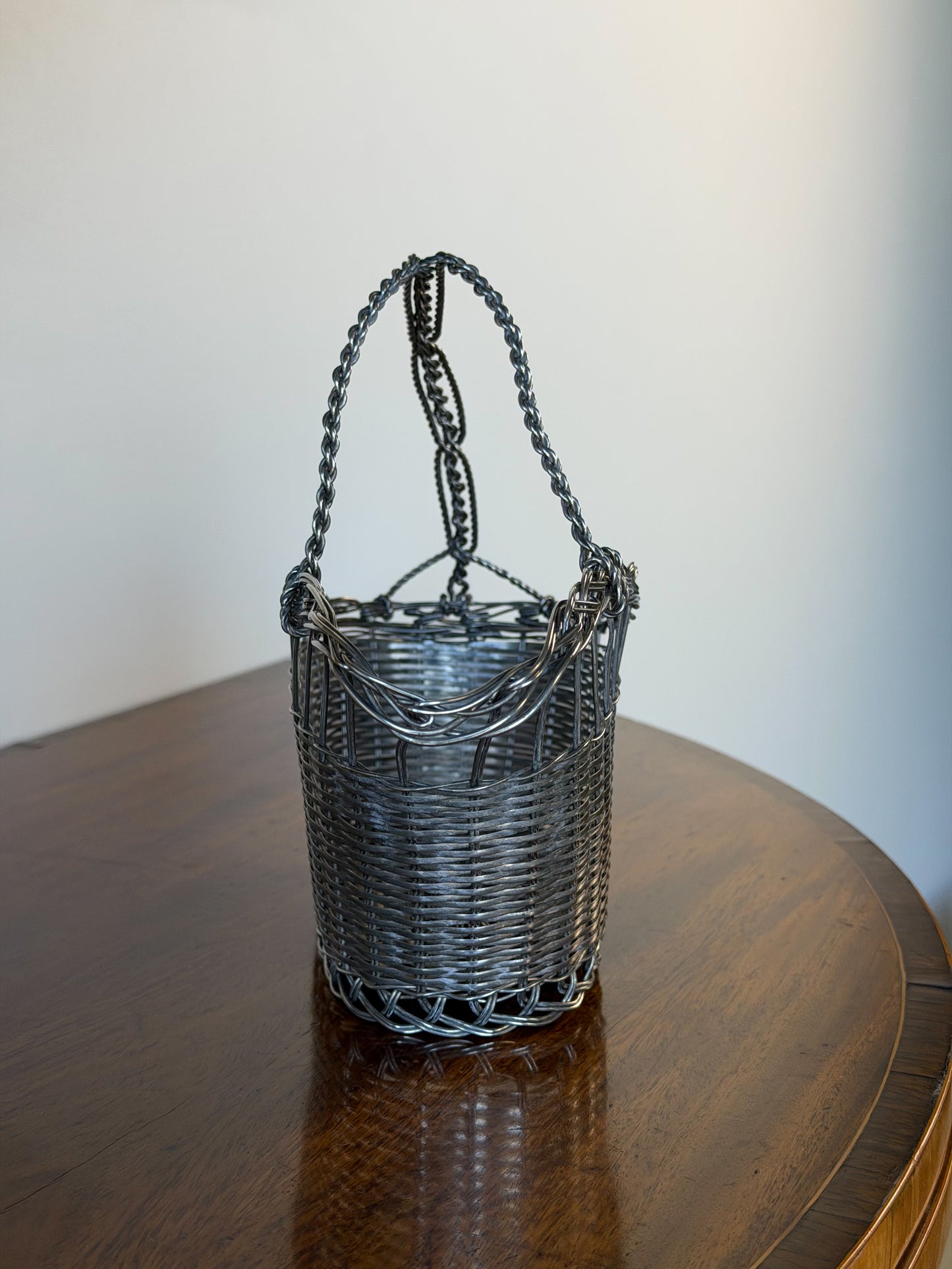 Vintage French Silverplate Wine Basket (No. 7)