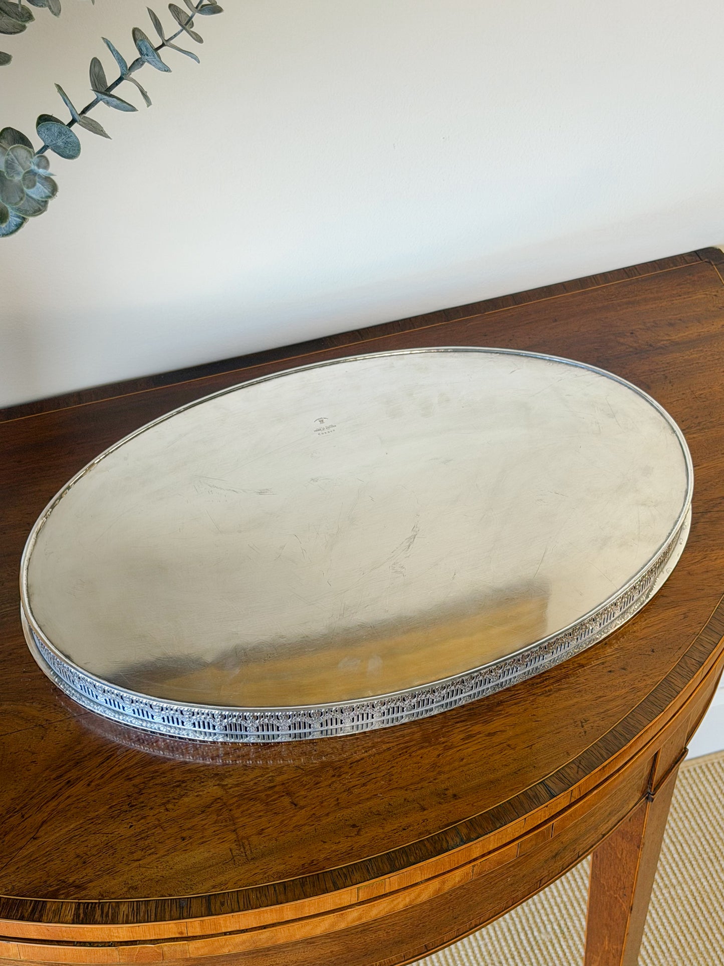 English Silverplate Oval Gallery Tray (Large)