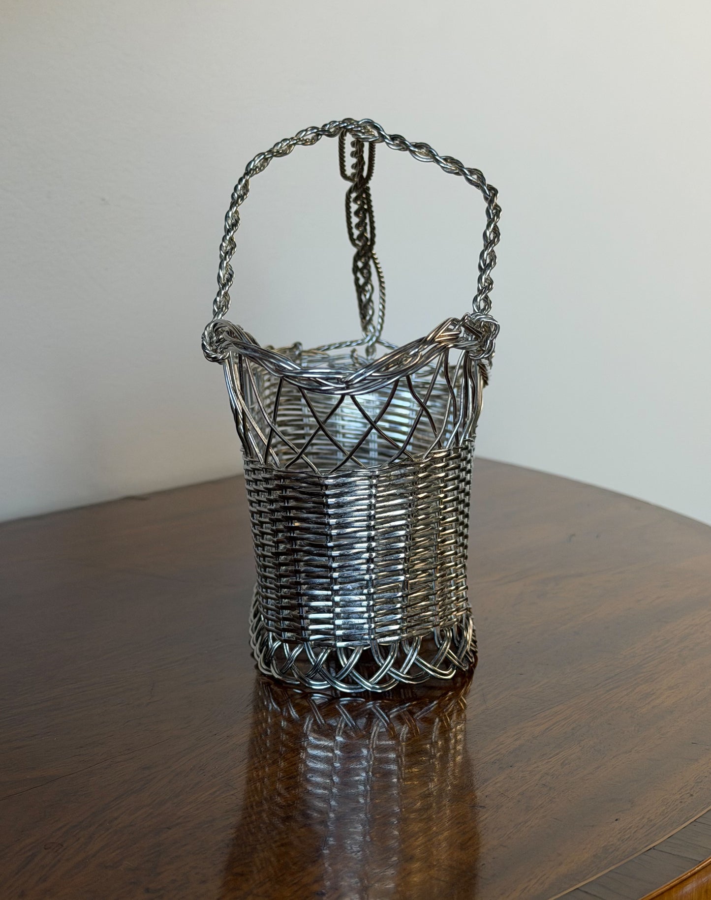 Vintage French Silverplate Wine Basket (No. 5)