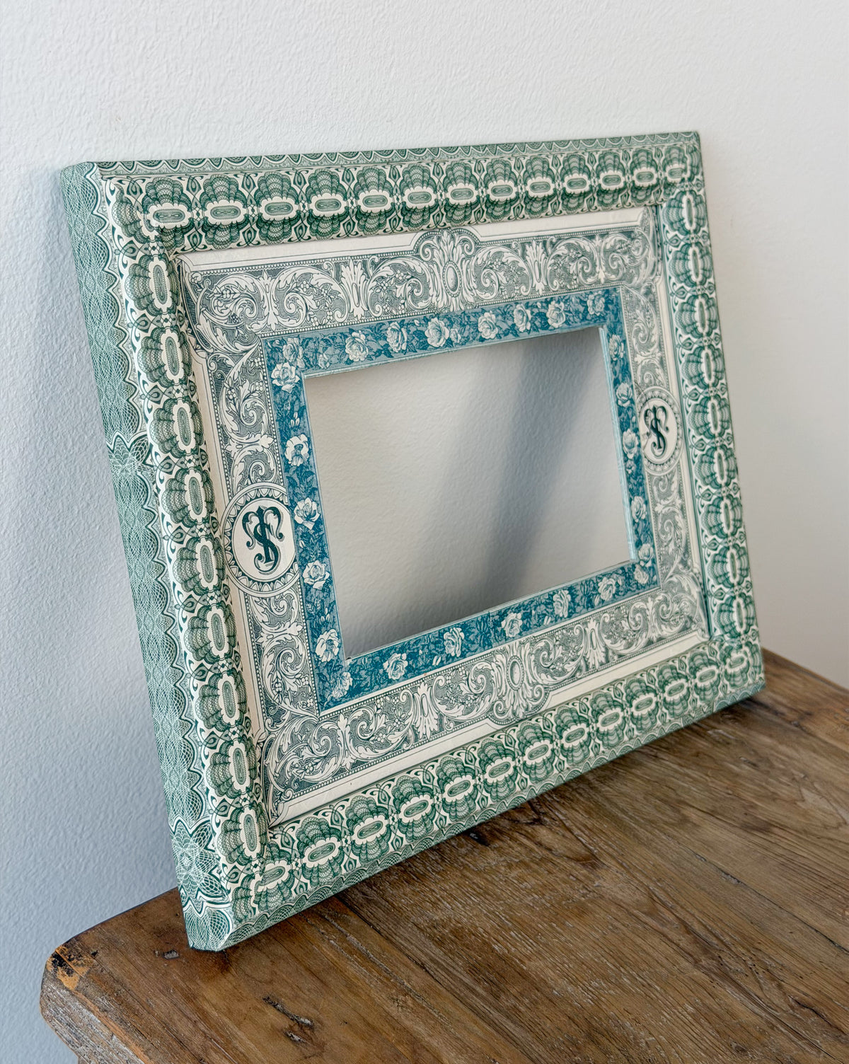 French Découpage Frame No. II | Green Roses “TS”