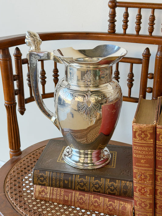 Antique Meriden Britannia Co. Silverplate Water Pitcher with Caryatid Handle