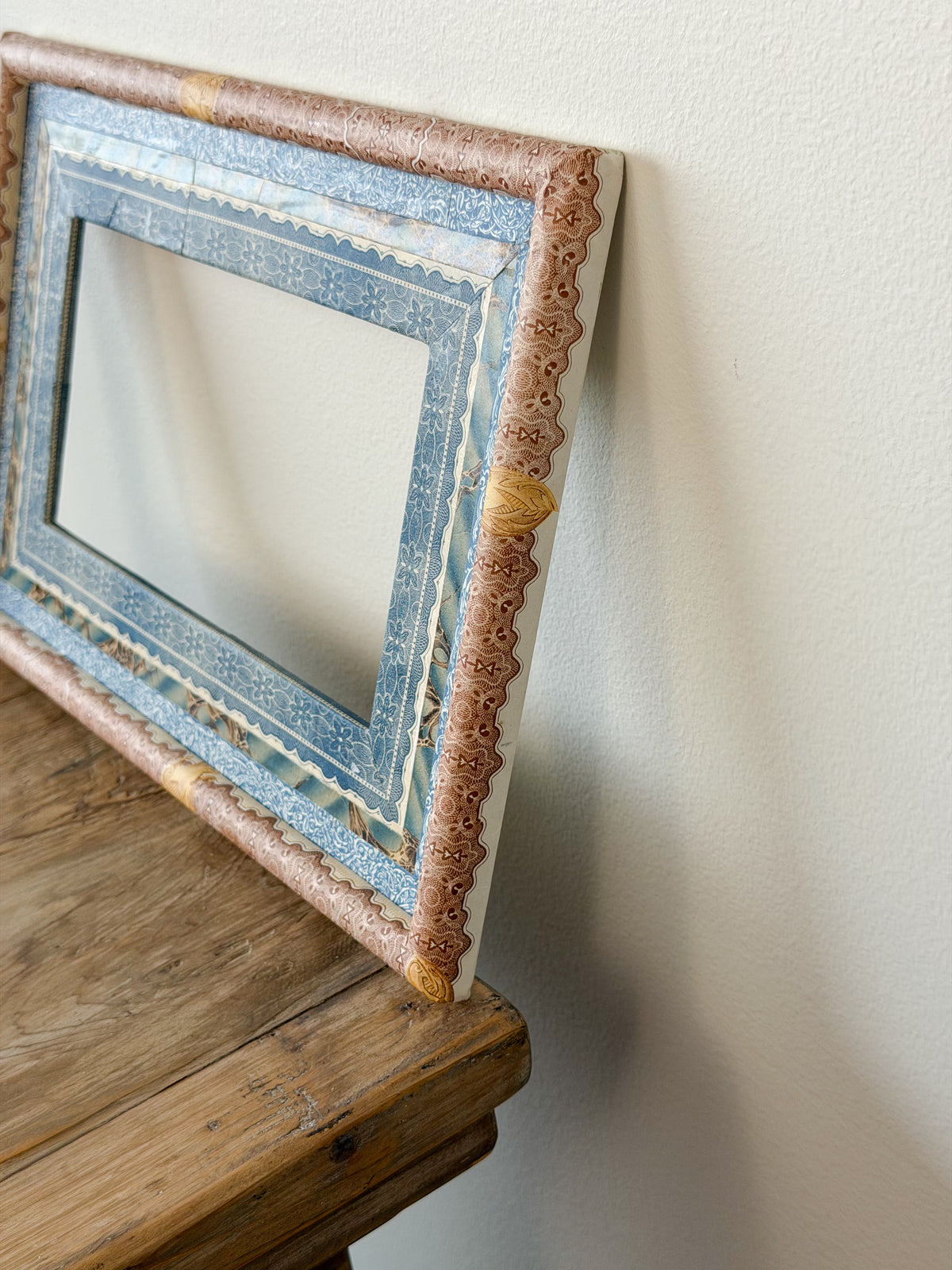 French Découpage Frame No. I | Brown/Red/Blue Marble