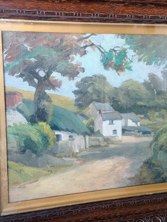 Welsh Hamlet Landscape Oil Painting