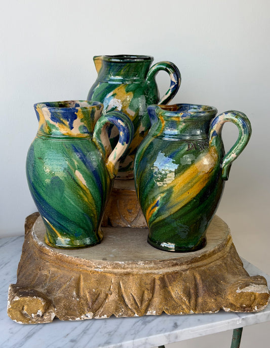 Vintage Italian Glazed Terracotta Pitchers