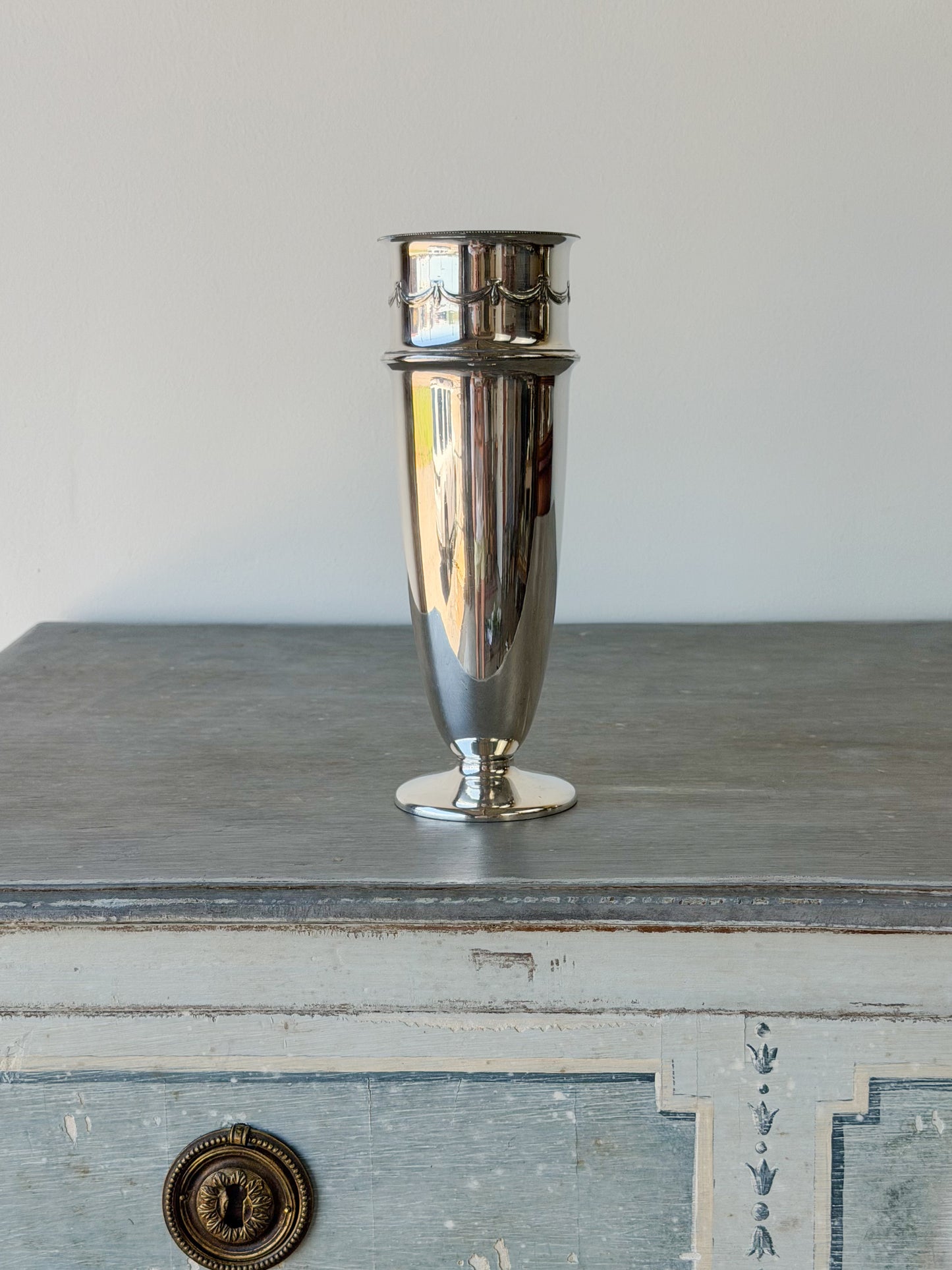 Vintage Sheffield Silverplate Tall Vase