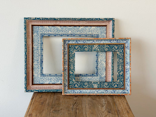 French Découpage Frame Pair No. III | Blue/Red
