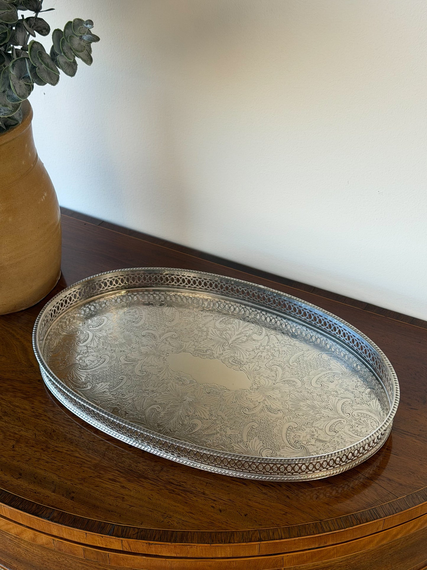 English Silverplate Oval Gallery Tray (Medium)