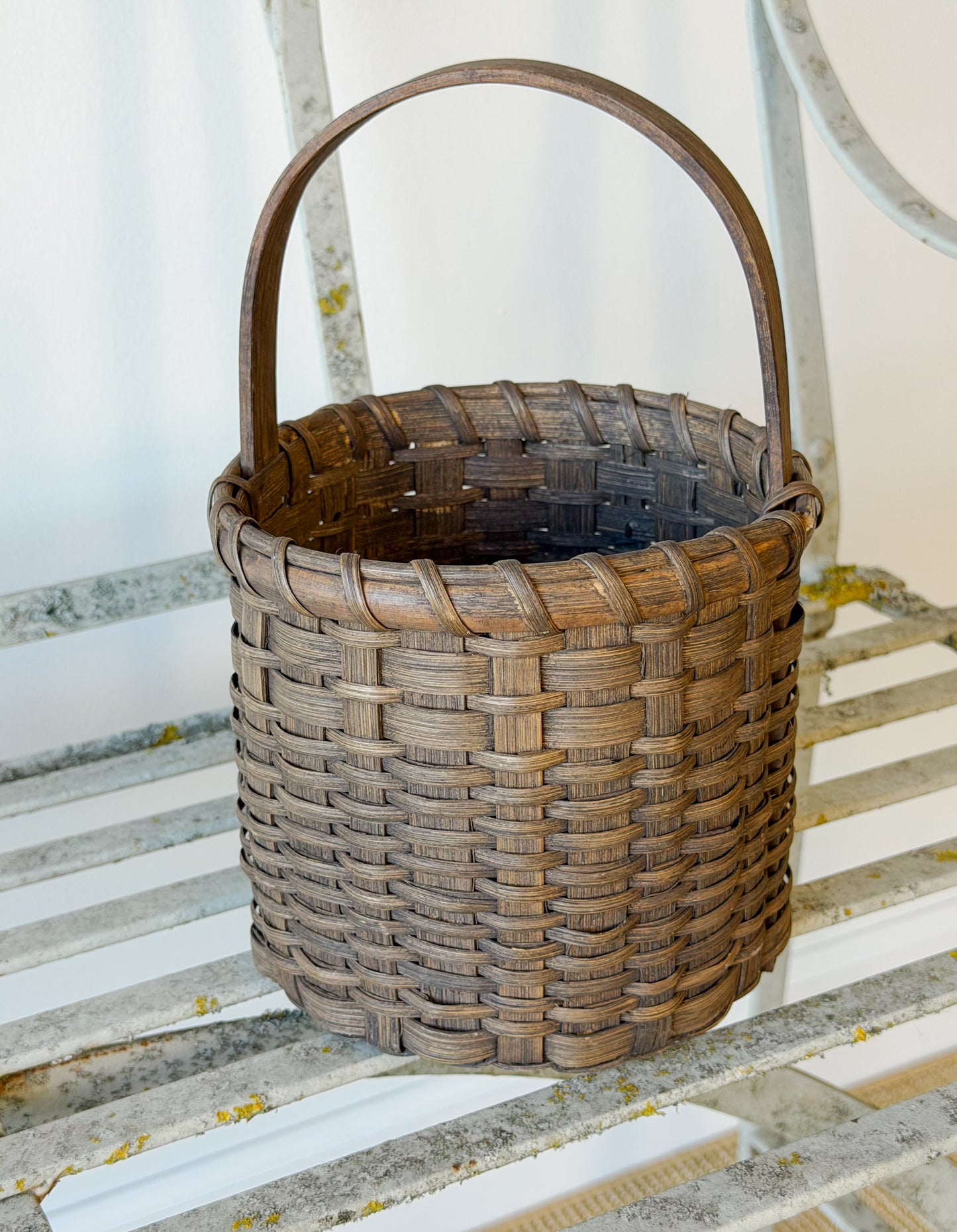 Petite Vintage Stained Splitwood Basket