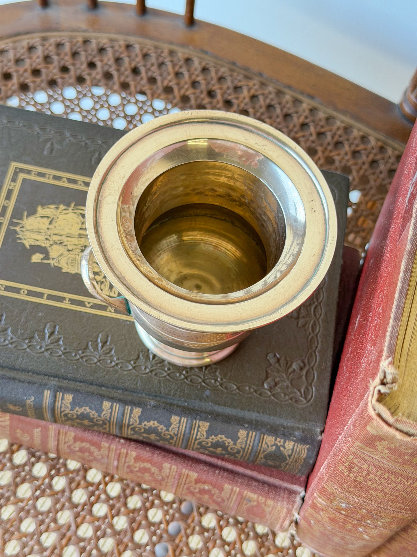 Miniature Vintage Hammered Brass Urn