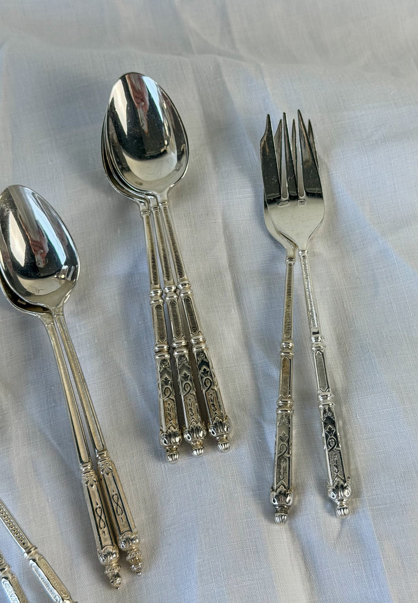 French Silverplate Condiment Spoons & Forks