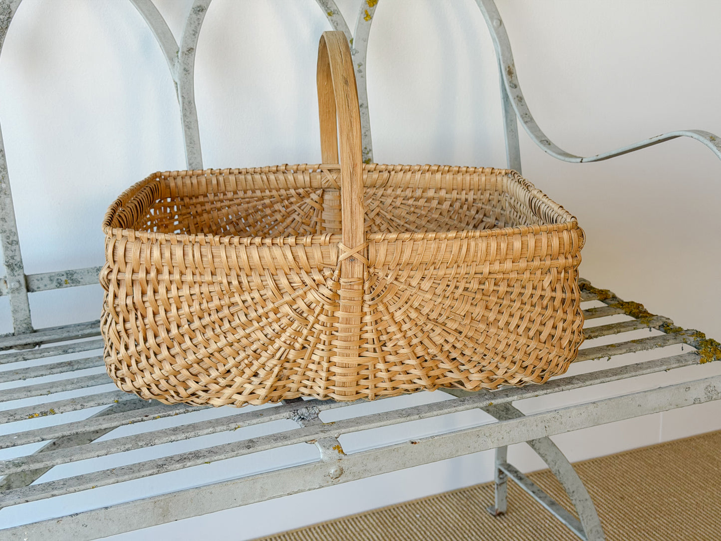 Vintage Rectangular Split Oak Gathering Basket
