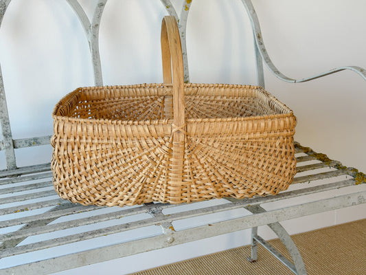 Vintage Rectangular Split Oak Gathering Basket