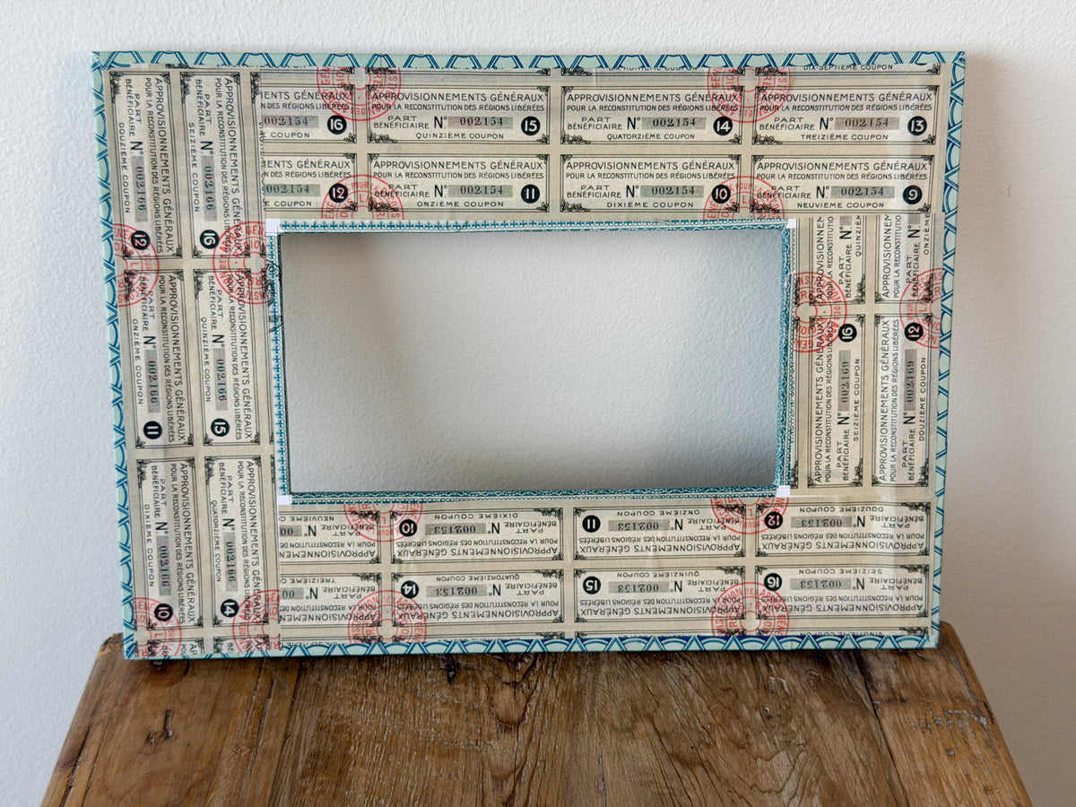 French Découpage Frame No. VI | Blue/Green Gold + Art Deco Border