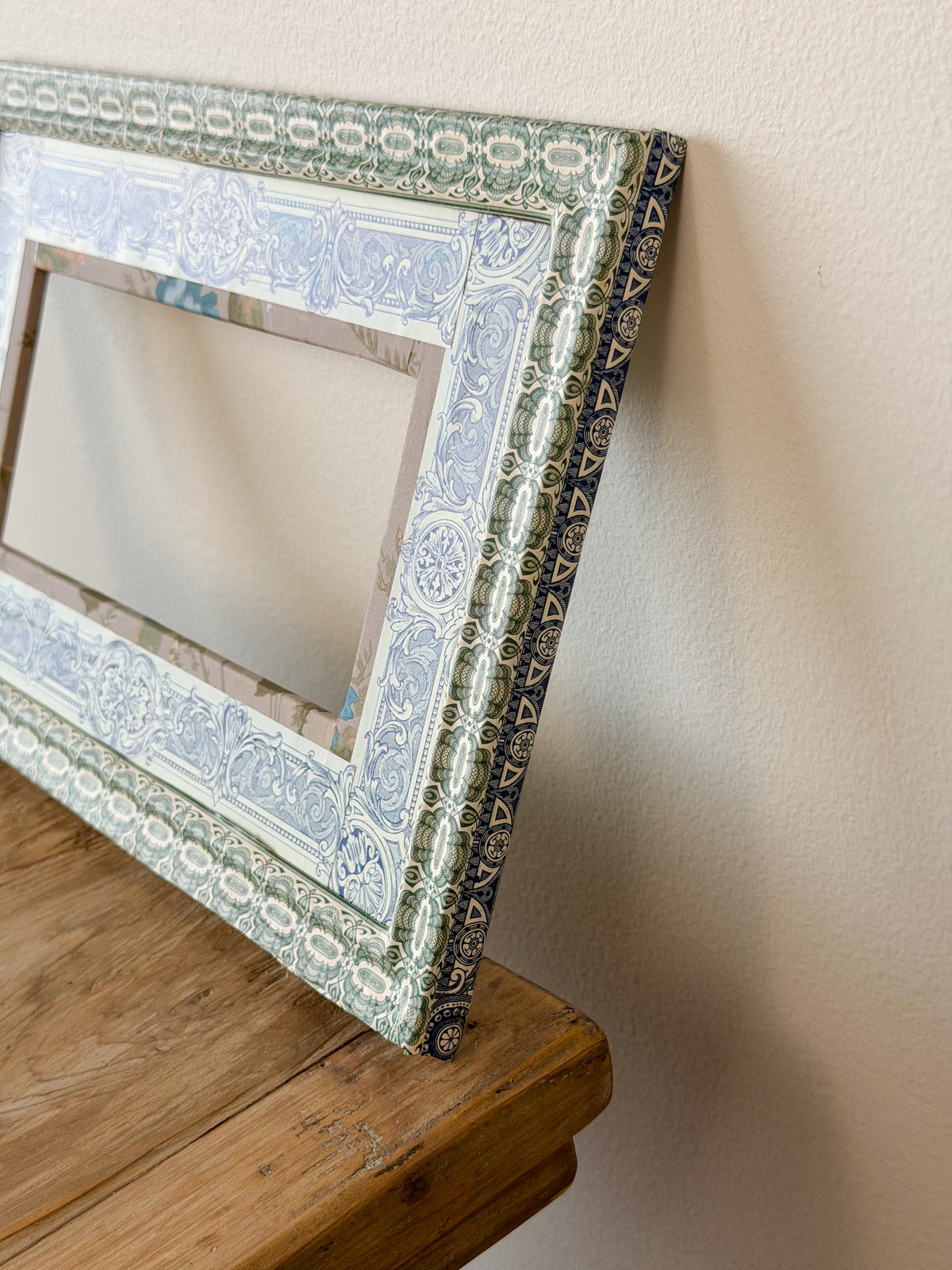 French Découpage Frame No. VII | Green/Blue Floral Interior
