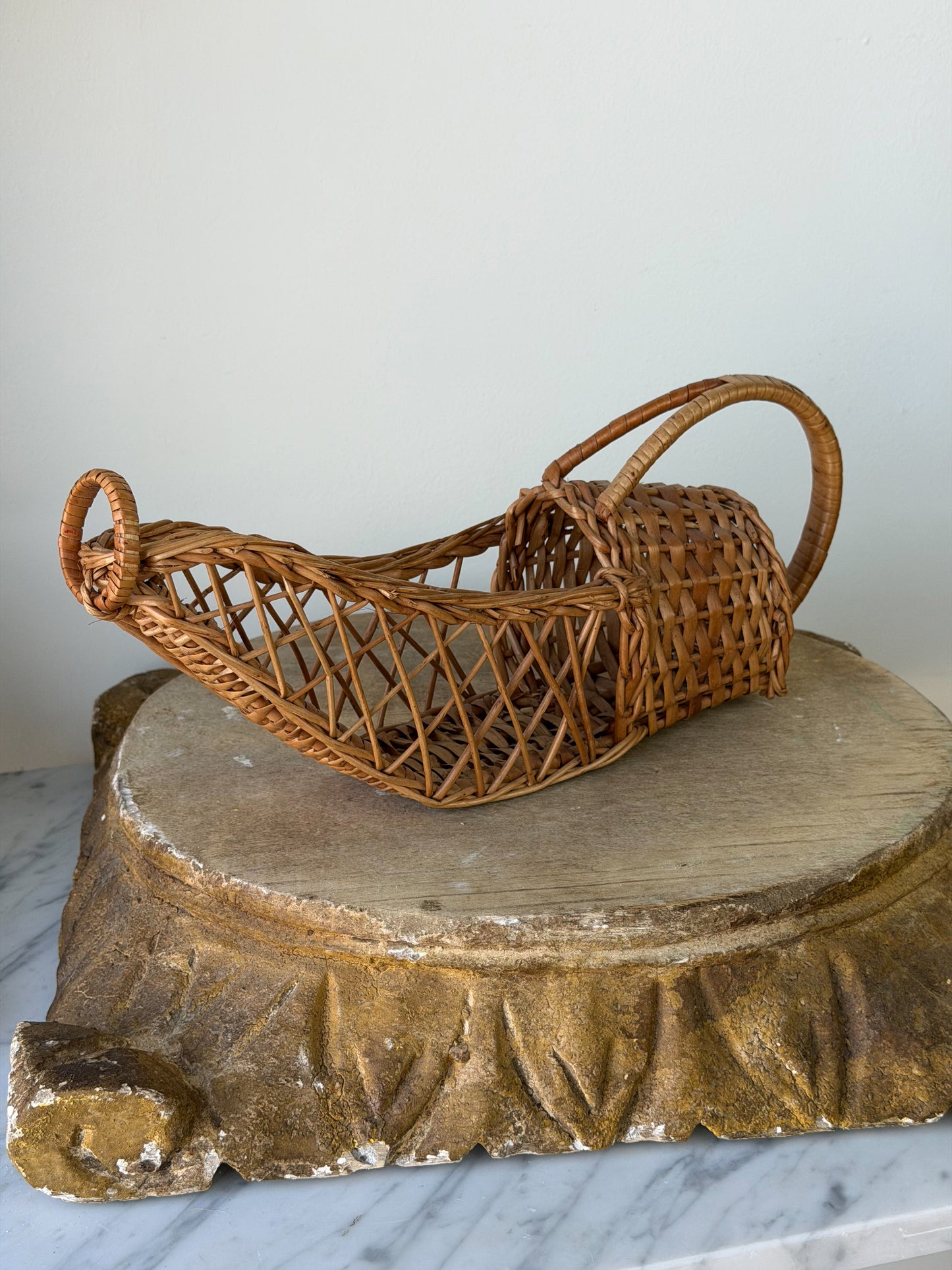 Vintage French Wicker Wine Basket No. 1