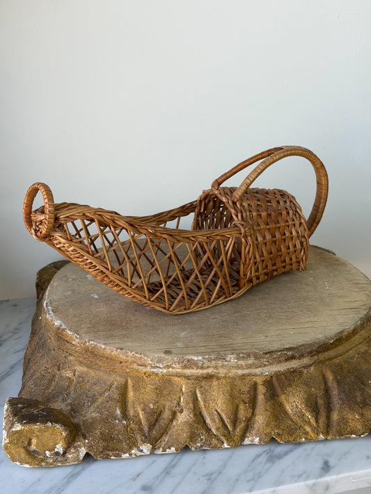 Vintage French Wicker Wine Basket No. 1