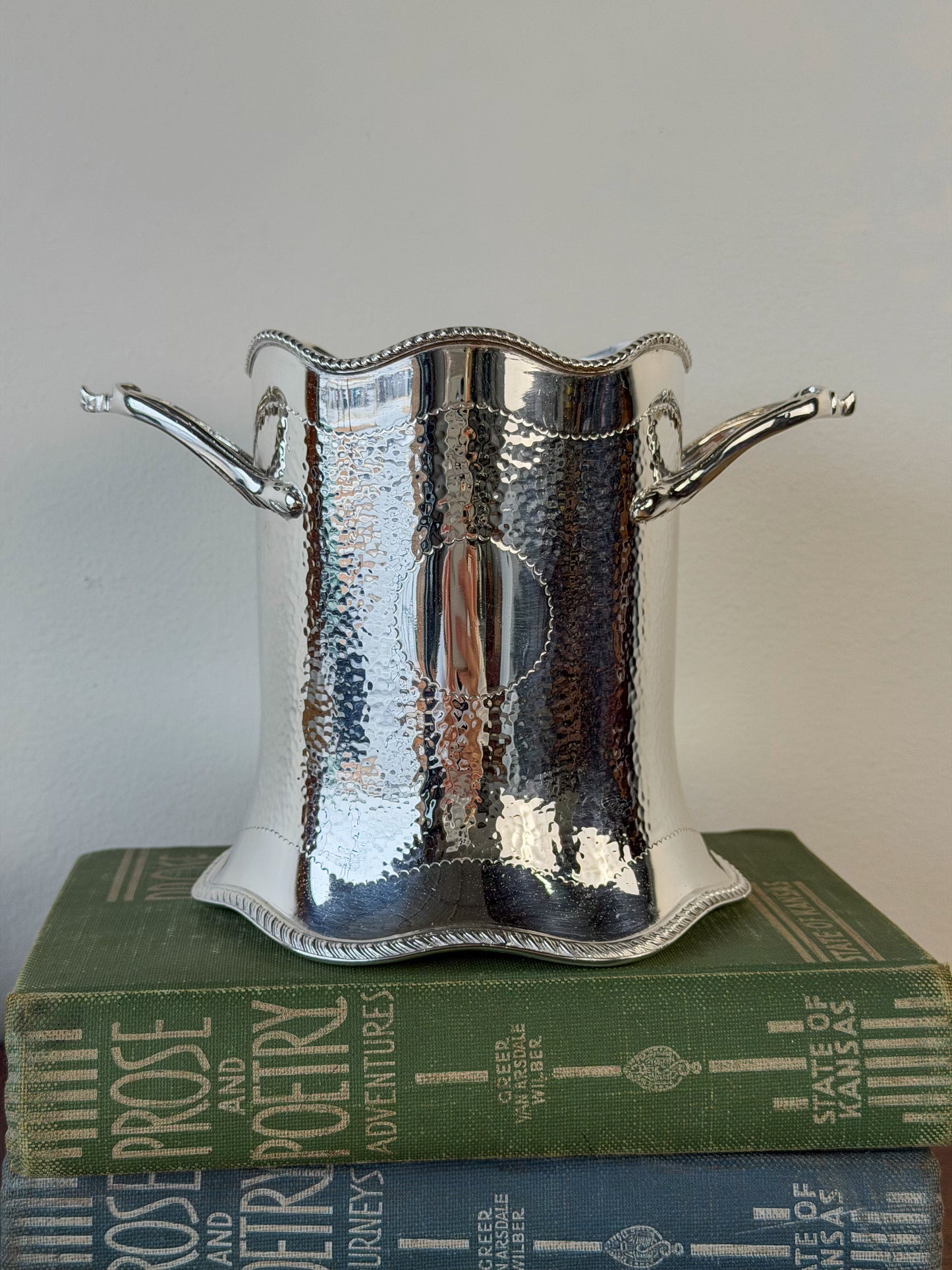 English Hammered Silverplate Wine Cooler