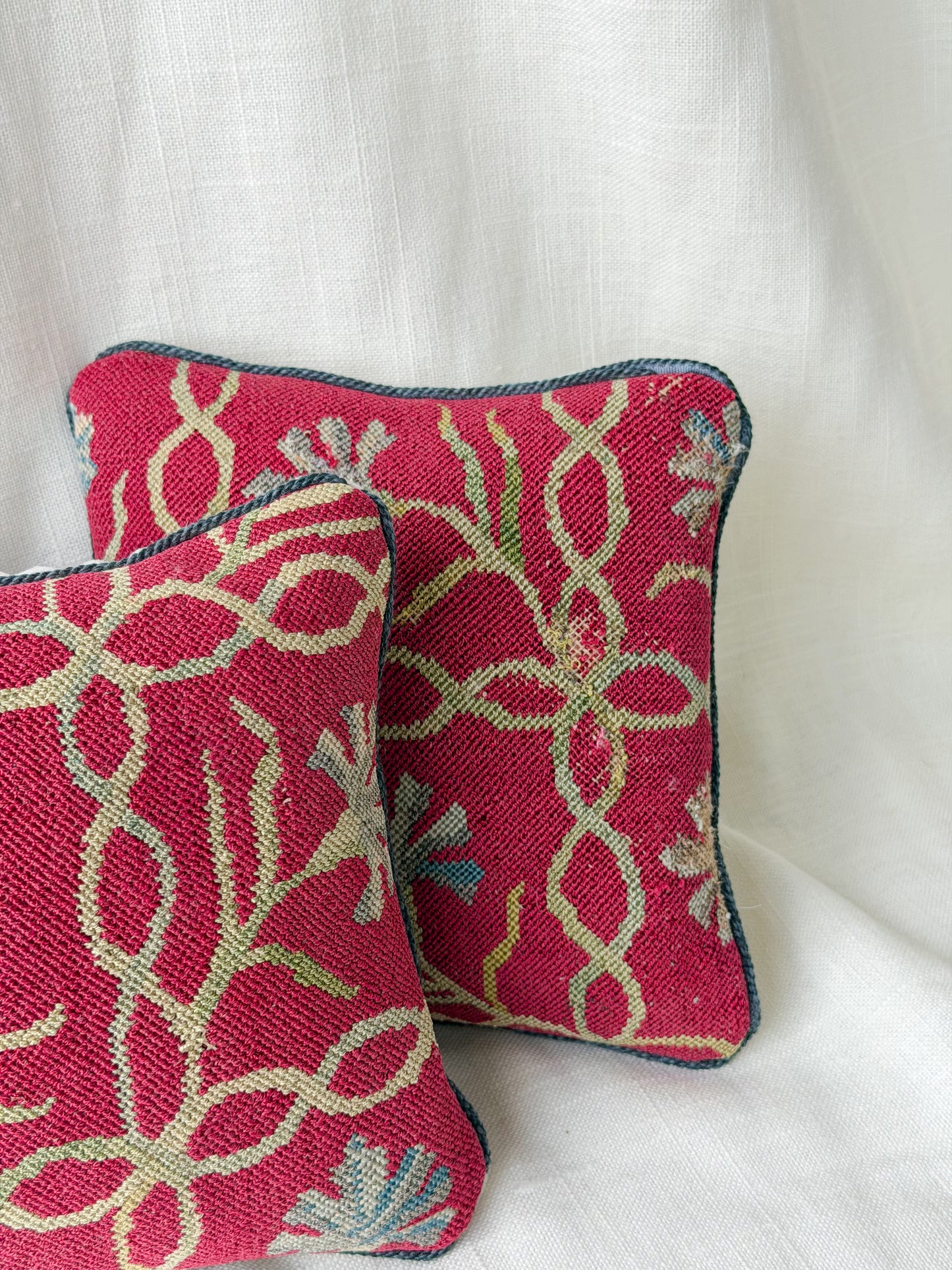 French Wool & Silk Blend Textile Accent Pillows