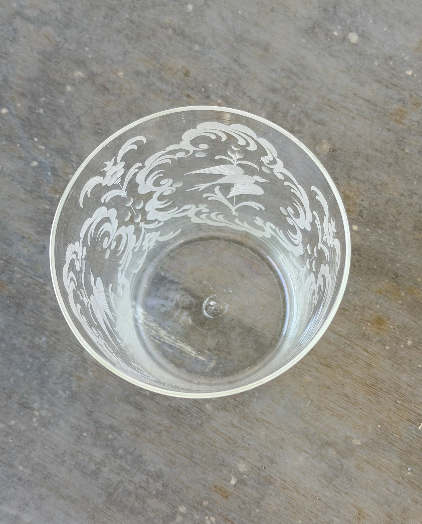 Antique French Etched Glass Ice Bucket