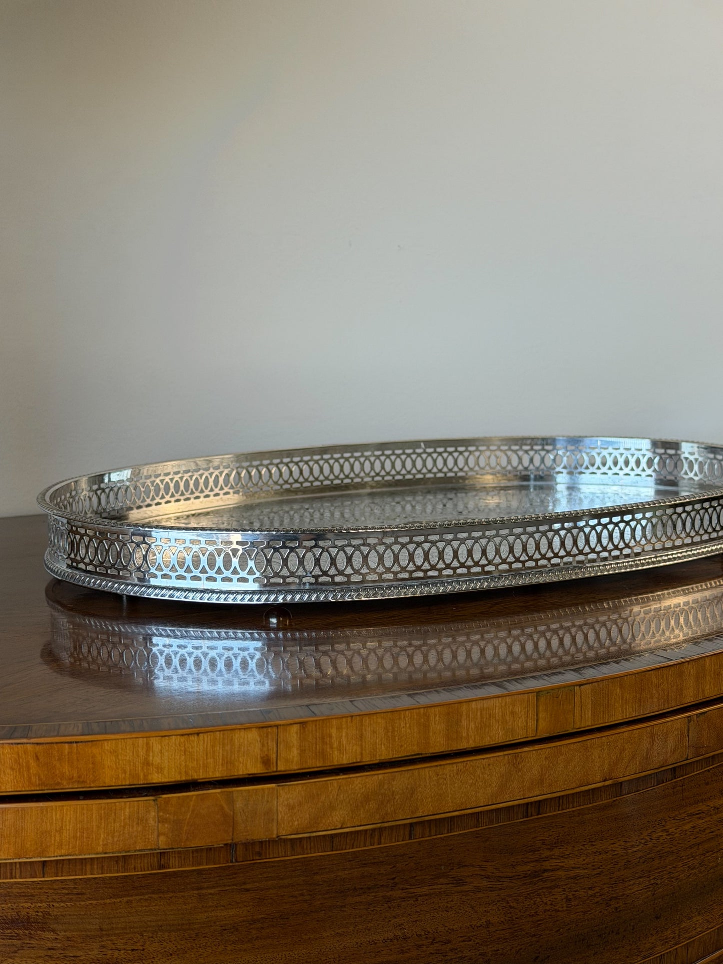 English Silverplate Oval Gallery Tray (Medium)