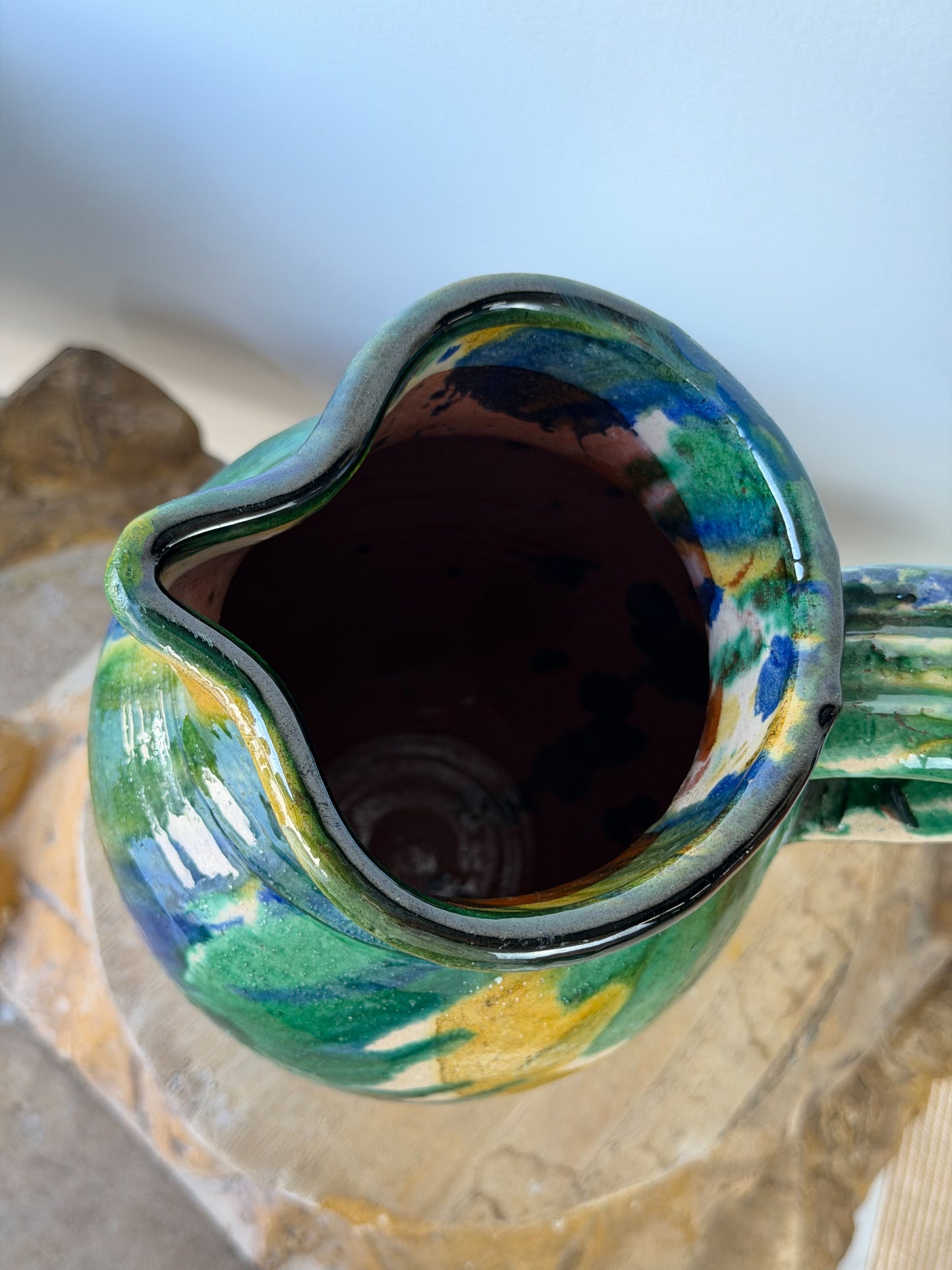 Vintage Italian Glazed Terracotta Pitchers
