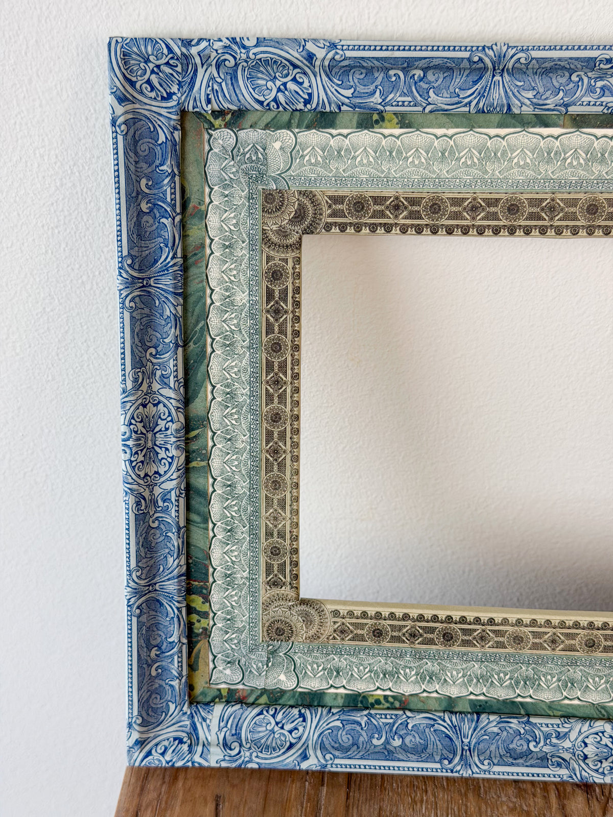 French Découpage Frame No. XIV | Blue/Green/Black/Red + Green Marble