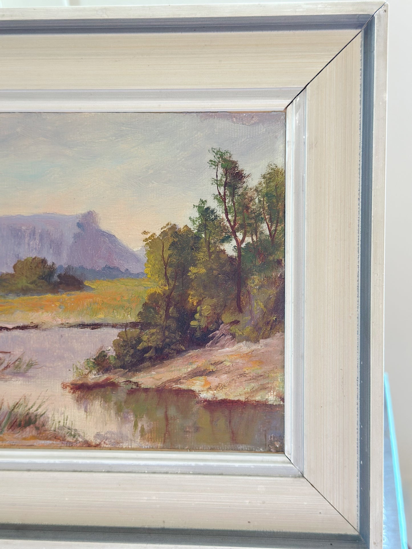 ‘View of Table Mountain from Cape Fear’ Framed Miniature Oil on Canvas