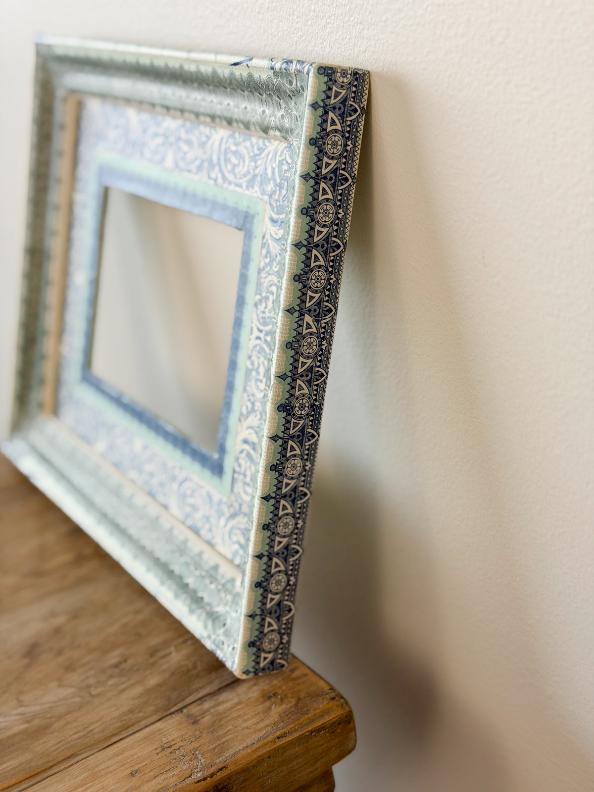 French Découpage Frame No. XIII | Green/Blue/Turquoise Ridged