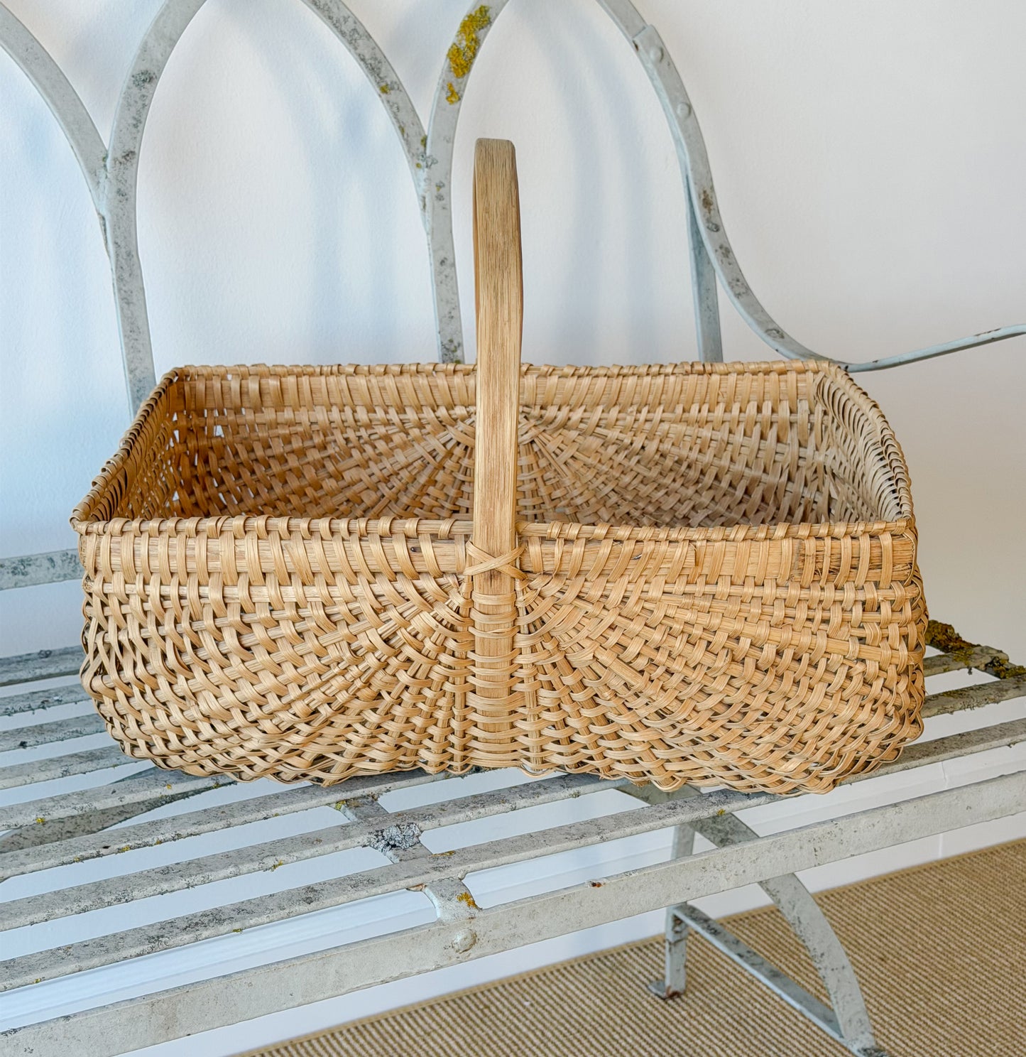 Vintage Rectangular Split Oak Gathering Basket