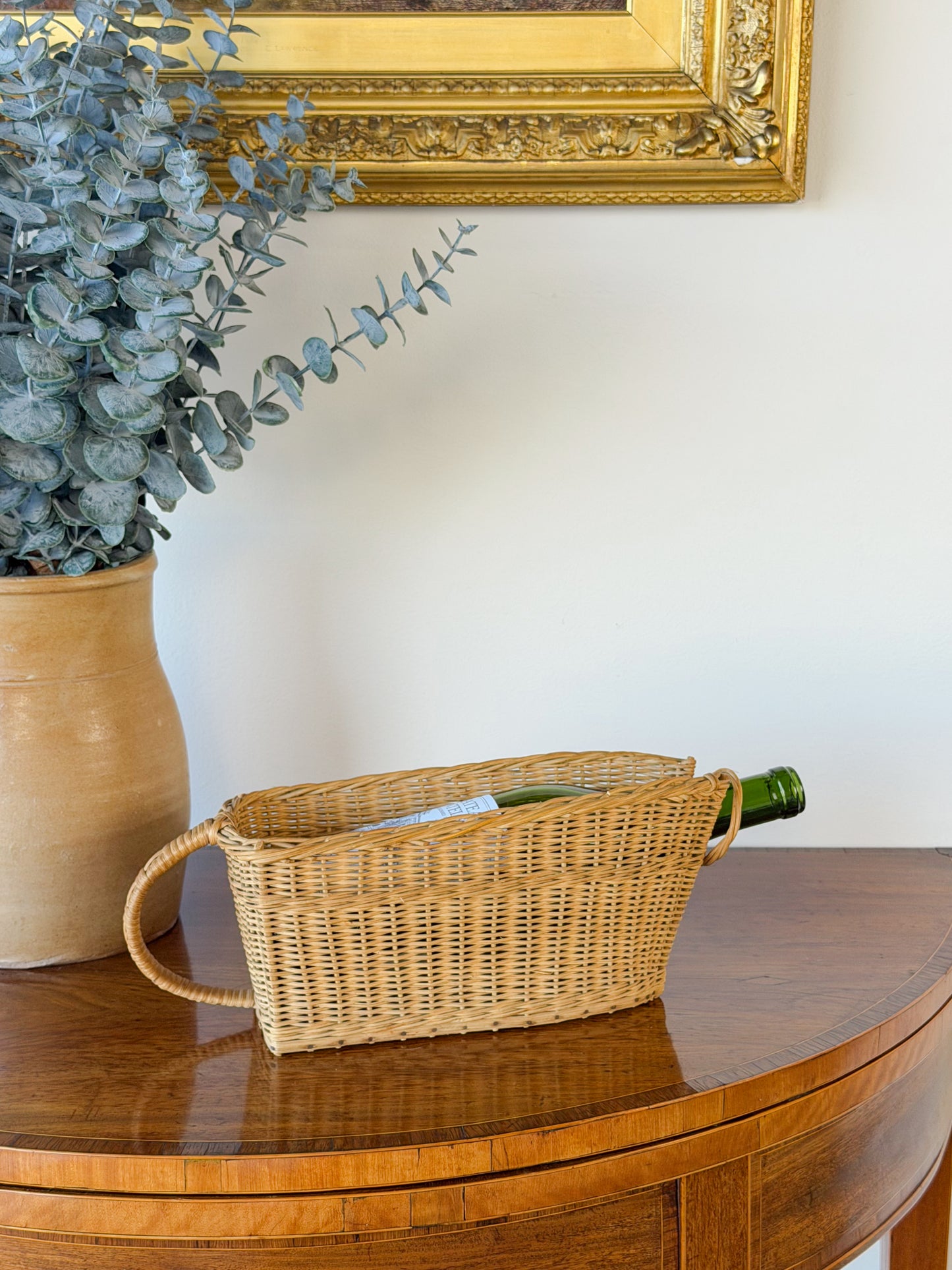 Vintage French Wicker Wine Basket