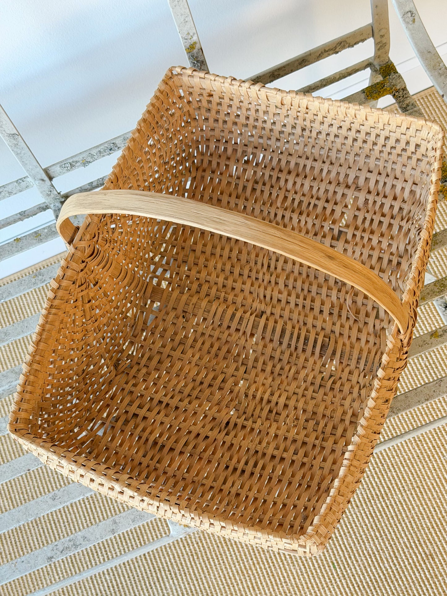 Vintage Rectangular Split Oak Gathering Basket