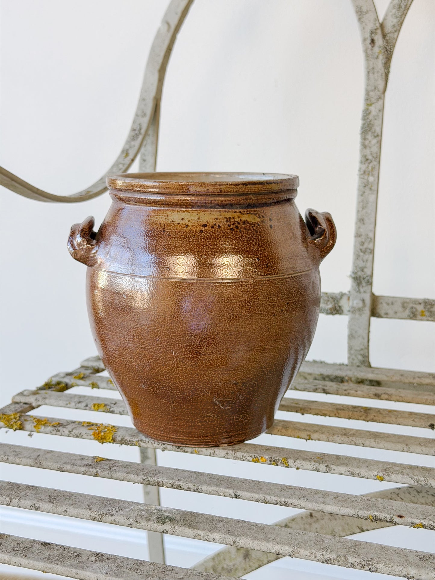 Antique French Glazed Earthenware Confit Crock