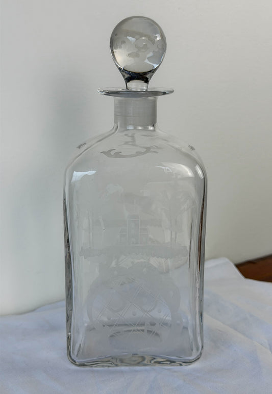 Victorian Etched Glass Decanter