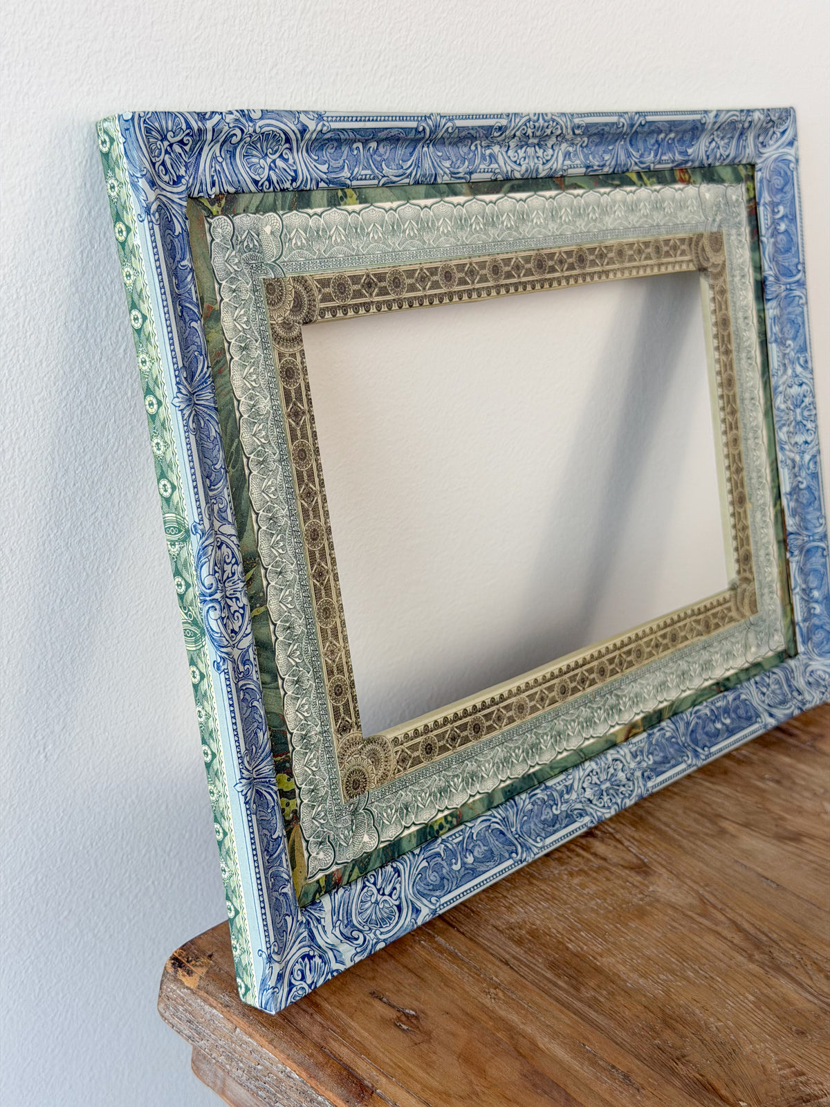 French Découpage Frame No. XIV | Blue/Green/Black/Red + Green Marble