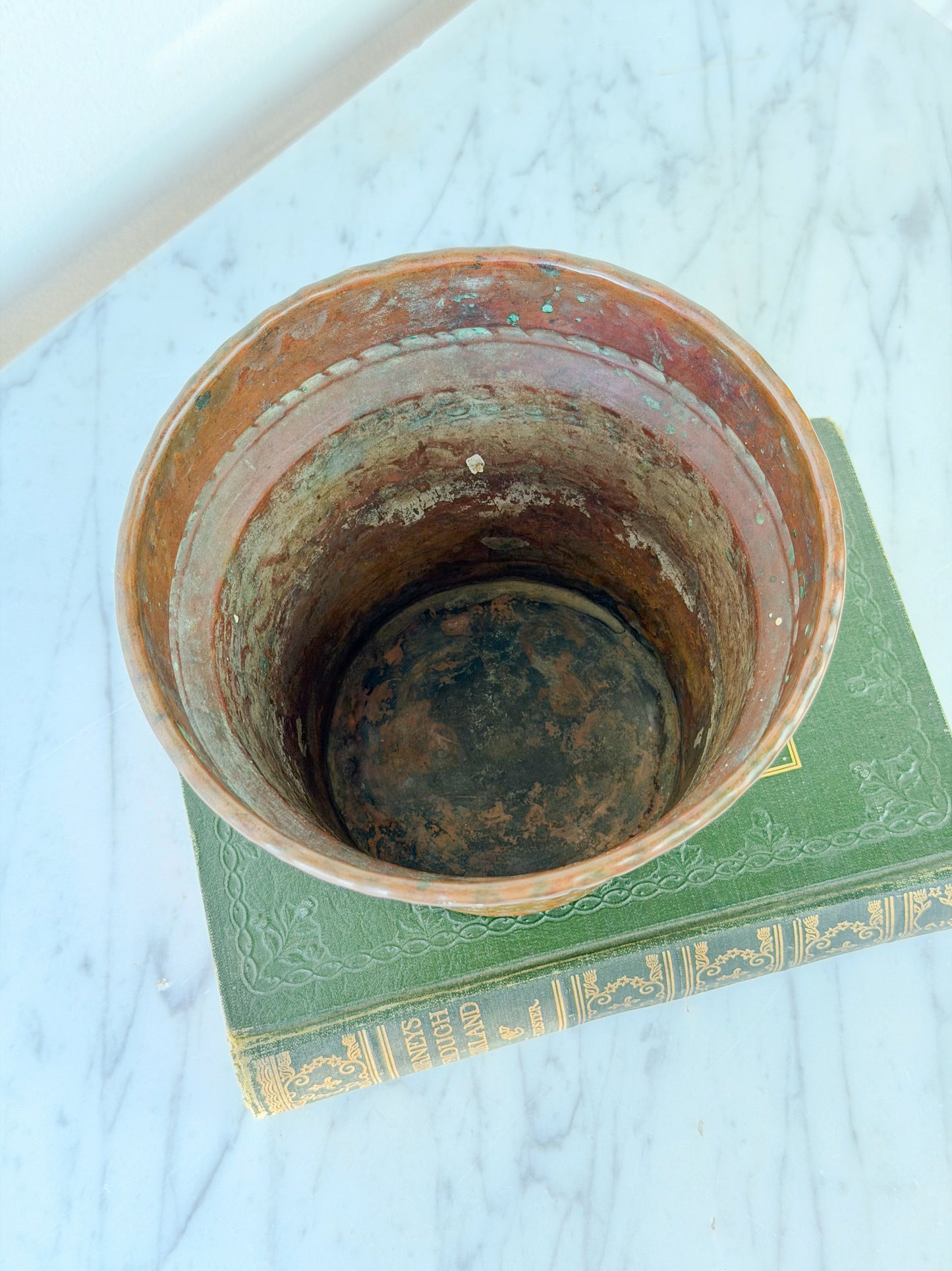 Vintage French Engraved Copper Planter