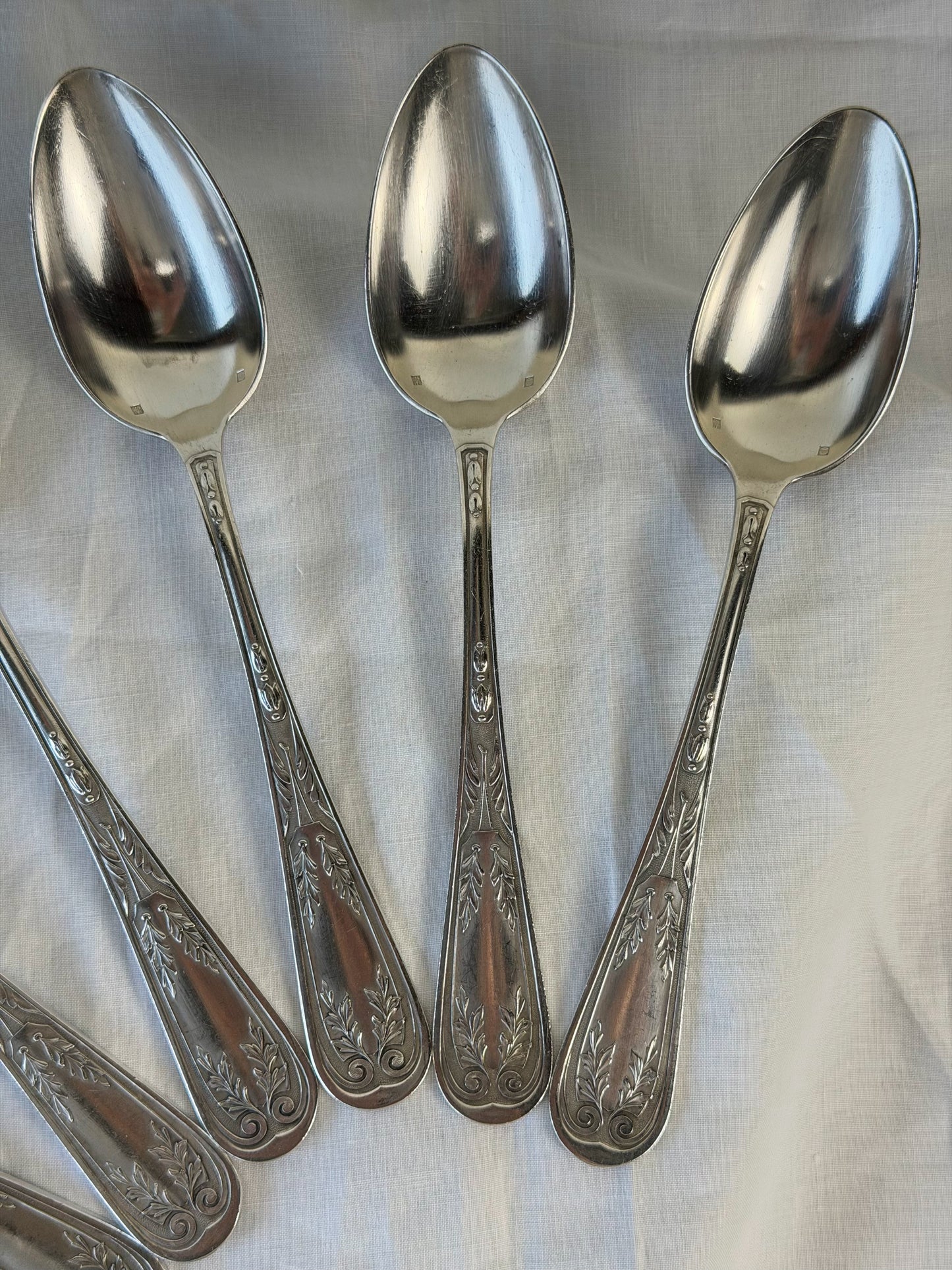 Antique French Silverplate Serving Spoons (Set of 6)