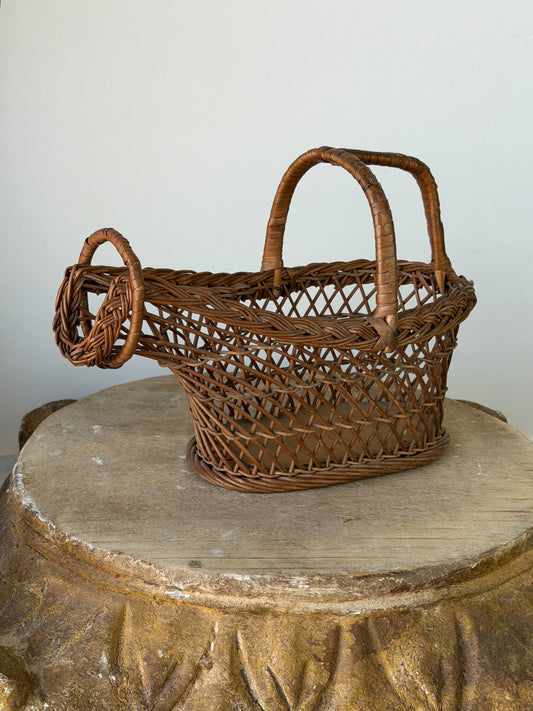 Vintage French Wicker Wine Basket No. 5
