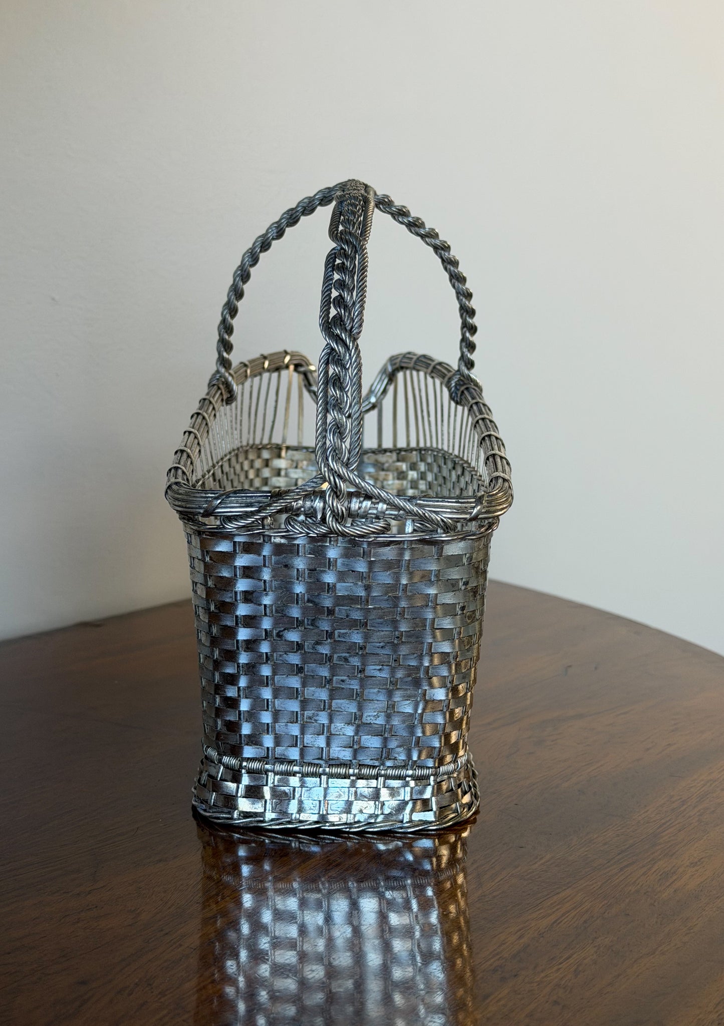 Vintage French Silverplate Wine Basket (No. 8)