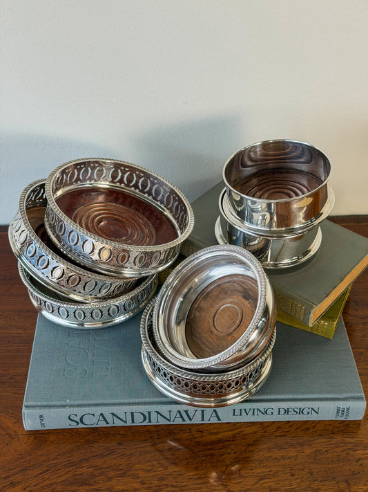 English Silverplate Wine Coasters
