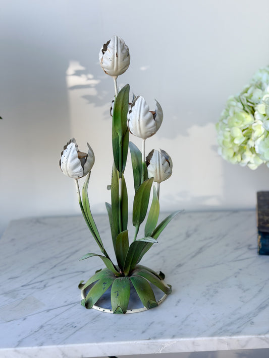 Vintage Italian Tole Tulip Candlestick