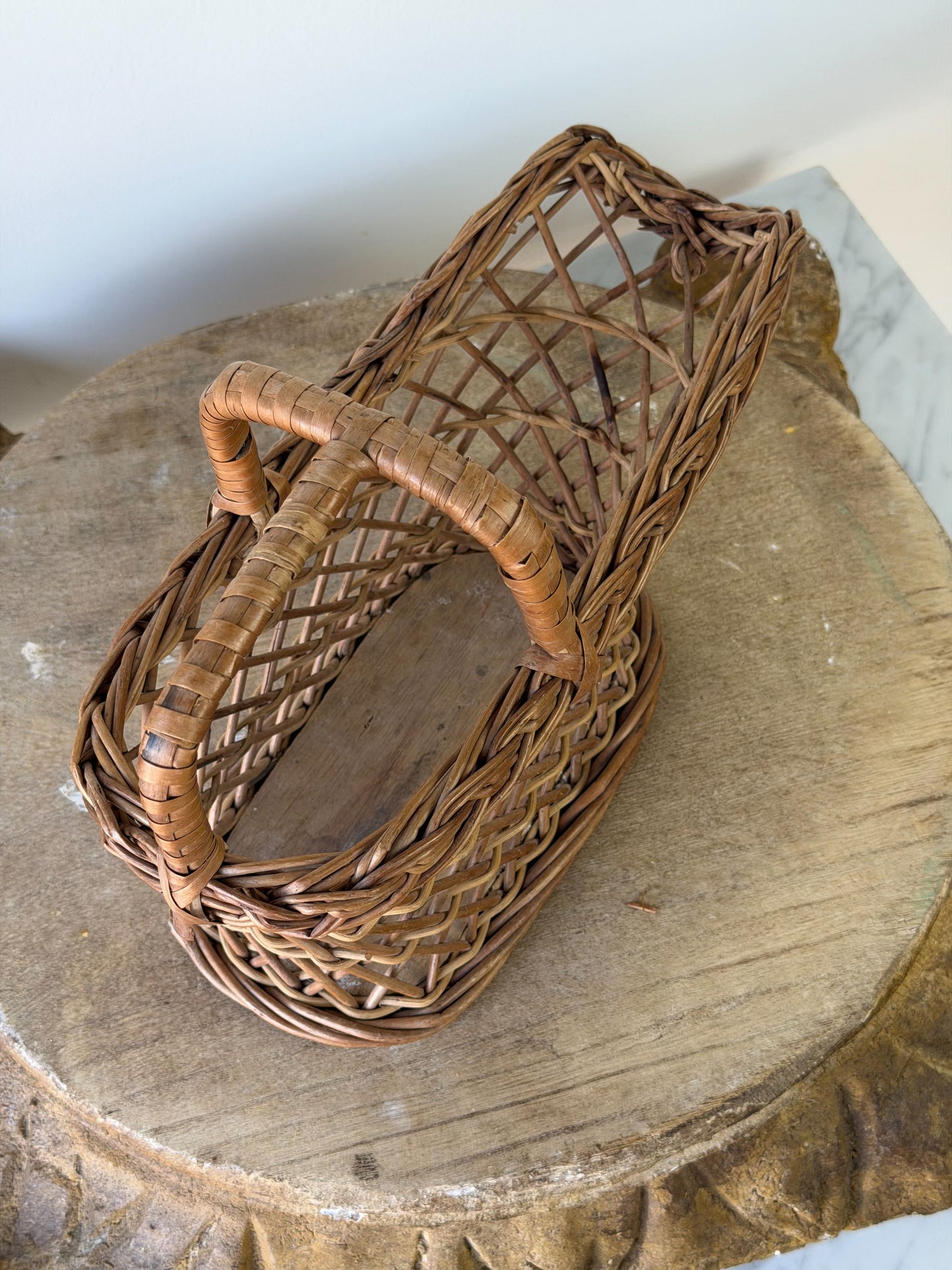 Vintage French Wicker Wine Basket No. 4