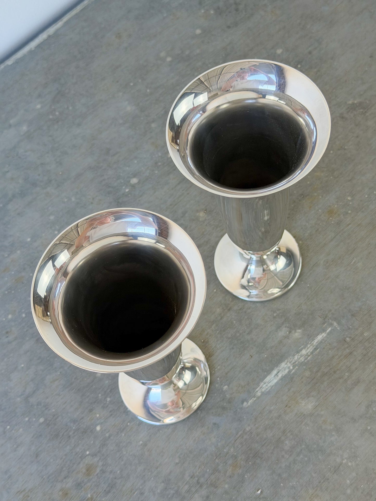 Vintage Silverplate Trumpet Vase Pair