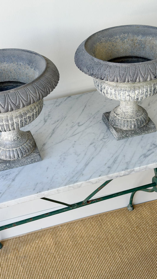 Antique French Zinc Pedestal Urn Pair