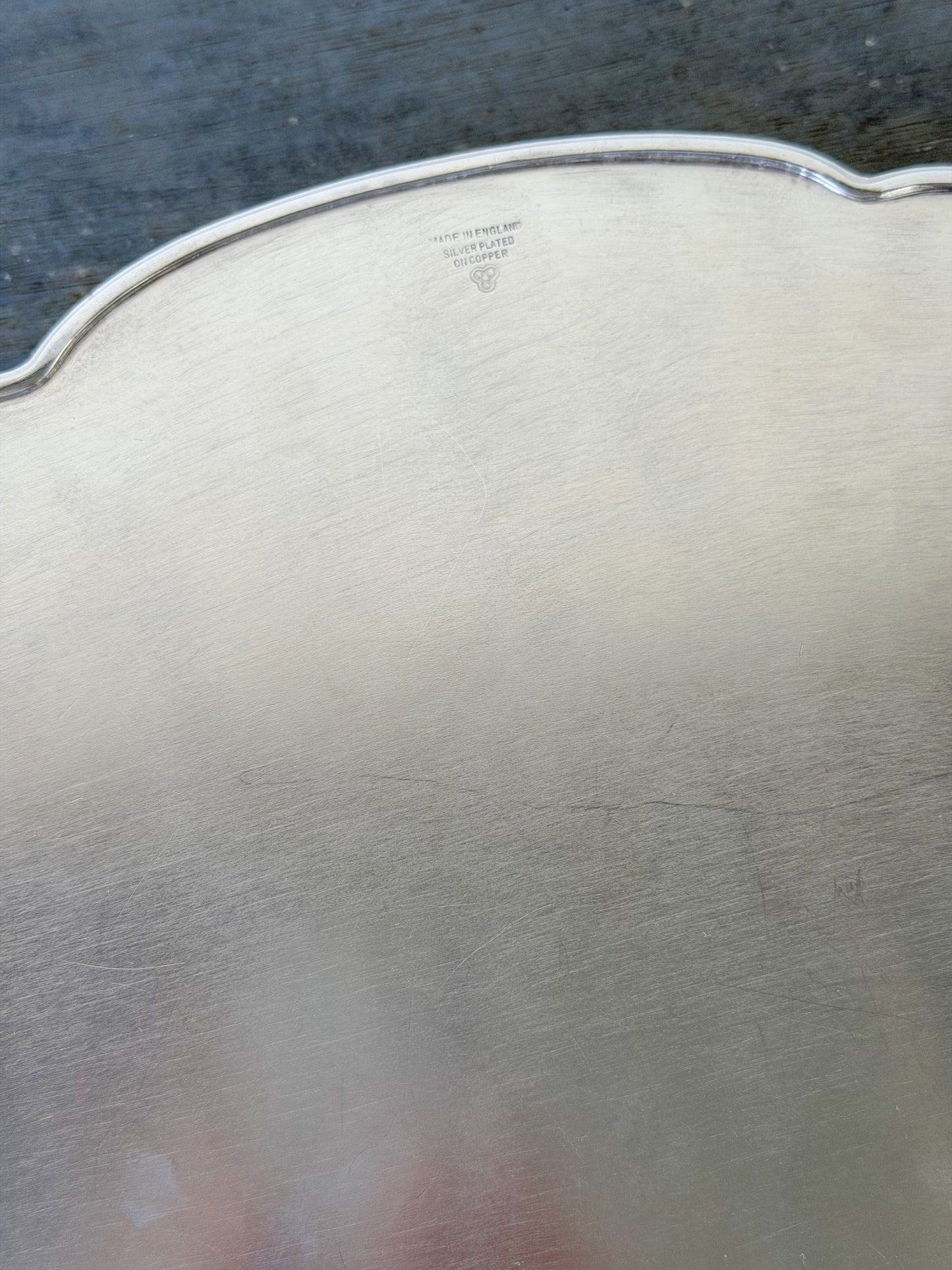 Vintage English Silverplate Scalloped Gallery Tray
